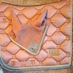 Equestrian Stockholm full dressage Pink Crystal Pad and full bonnet